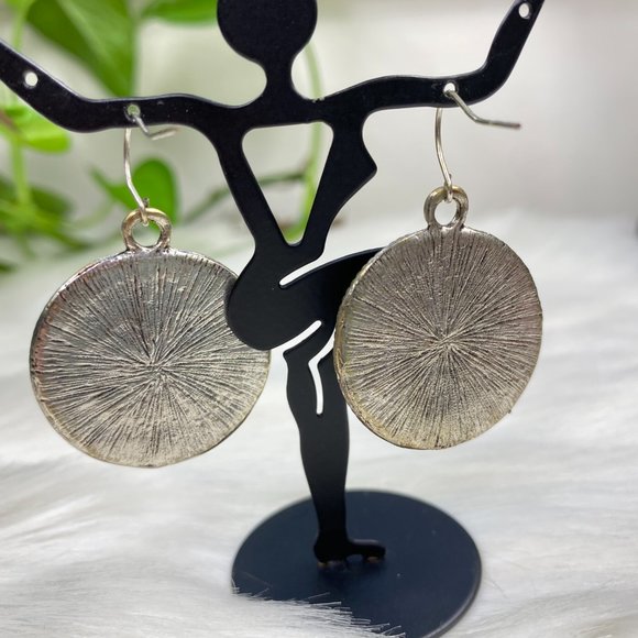 Silver Tone Enamel Pierced Earrings - Picture 9 of 9